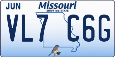 MO license plate VL7C6G