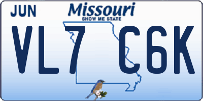 MO license plate VL7C6K