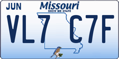 MO license plate VL7C7F