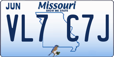 MO license plate VL7C7J