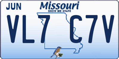 MO license plate VL7C7V