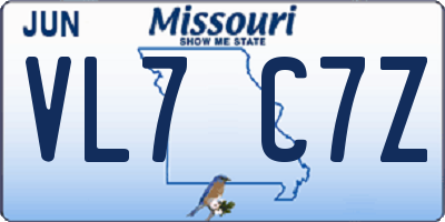 MO license plate VL7C7Z