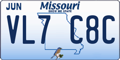MO license plate VL7C8C