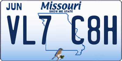 MO license plate VL7C8H
