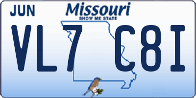 MO license plate VL7C8I