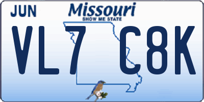 MO license plate VL7C8K