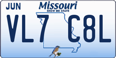MO license plate VL7C8L