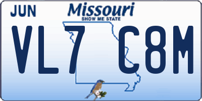 MO license plate VL7C8M
