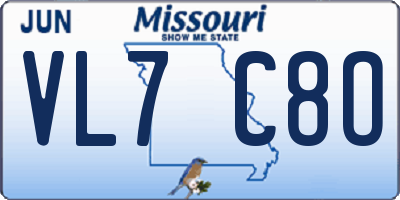 MO license plate VL7C8O