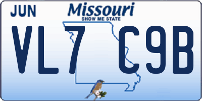 MO license plate VL7C9B