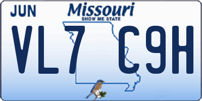 MO license plate VL7C9H