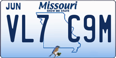 MO license plate VL7C9M
