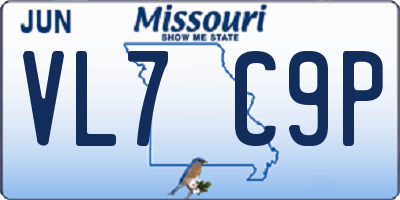 MO license plate VL7C9P