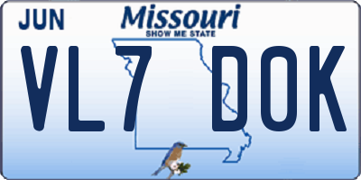MO license plate VL7D0K