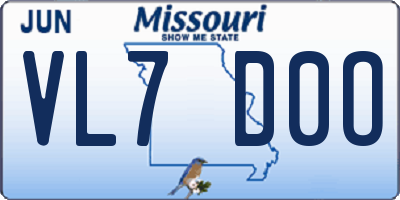 MO license plate VL7D0O
