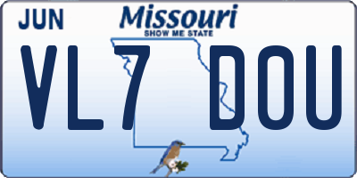 MO license plate VL7D0U