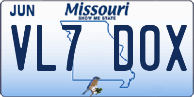 MO license plate VL7D0X