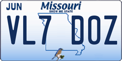 MO license plate VL7D0Z