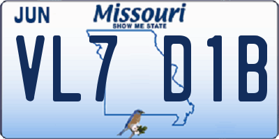 MO license plate VL7D1B