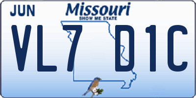 MO license plate VL7D1C