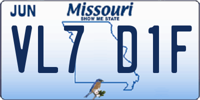 MO license plate VL7D1F