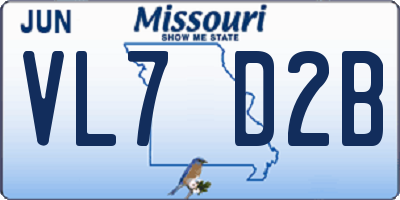 MO license plate VL7D2B