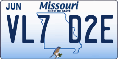 MO license plate VL7D2E