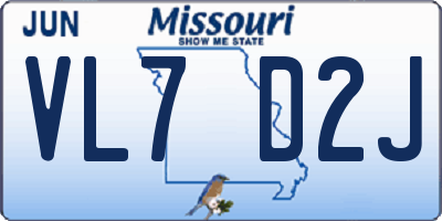 MO license plate VL7D2J
