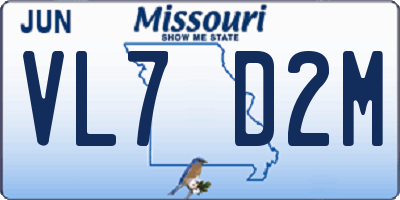 MO license plate VL7D2M