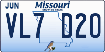 MO license plate VL7D2O