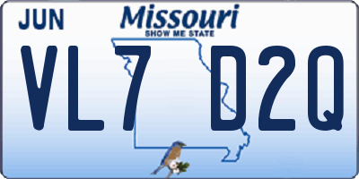 MO license plate VL7D2Q