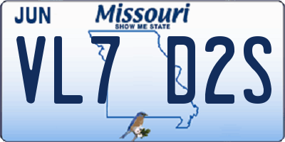 MO license plate VL7D2S