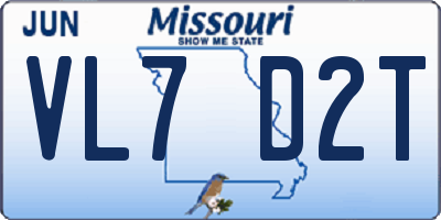 MO license plate VL7D2T