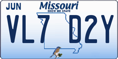 MO license plate VL7D2Y