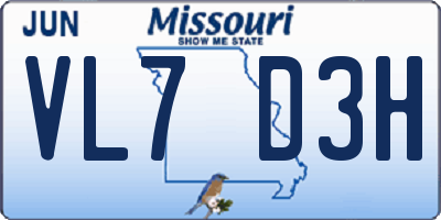 MO license plate VL7D3H