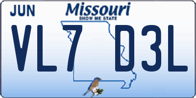 MO license plate VL7D3L
