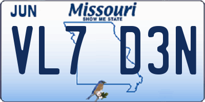 MO license plate VL7D3N