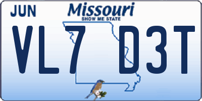 MO license plate VL7D3T