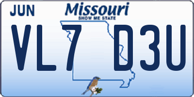MO license plate VL7D3U