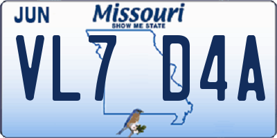 MO license plate VL7D4A