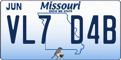 MO license plate VL7D4B