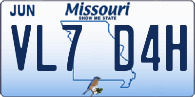 MO license plate VL7D4H