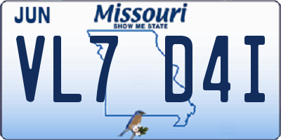 MO license plate VL7D4I