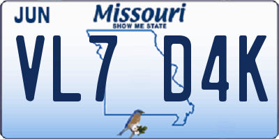 MO license plate VL7D4K
