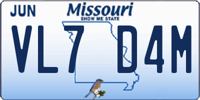 MO license plate VL7D4M