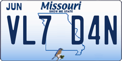 MO license plate VL7D4N