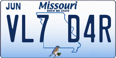 MO license plate VL7D4R