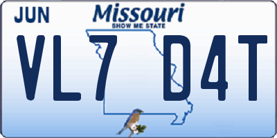 MO license plate VL7D4T