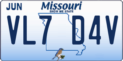 MO license plate VL7D4V