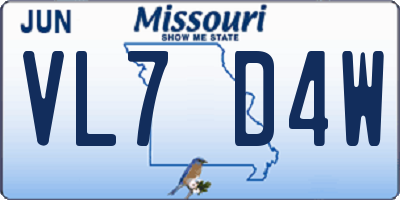 MO license plate VL7D4W